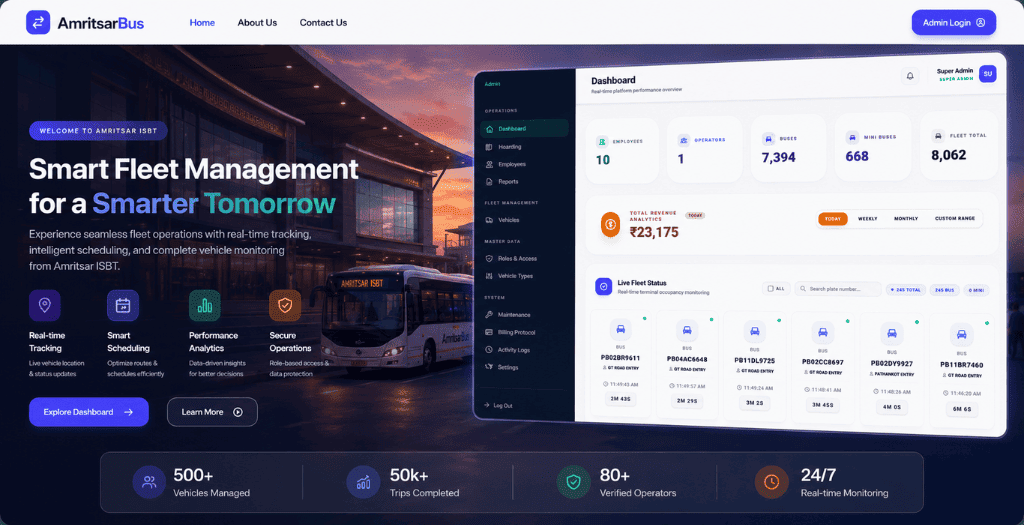 ISBT Amritsar — Smart Fleet & Bus Stand Terminal OS - Active Ai Group Portfolio Case Study